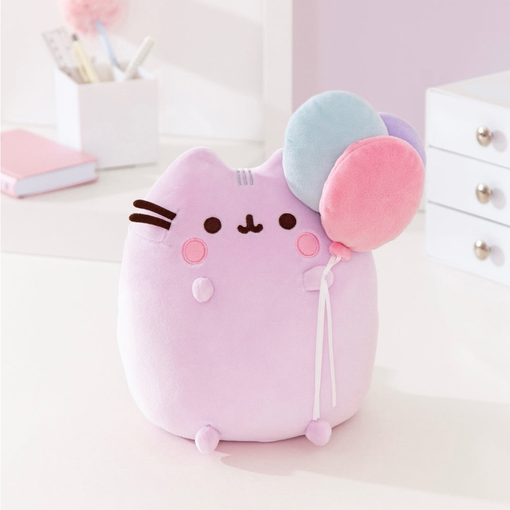 ❤️🎀🎈Brand New Pusheen 15th Anniversary Squisheen Plush Holding Balloons 🎈🎀❤️